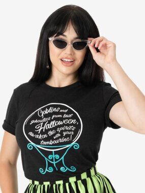 Unique Vintage Haunted Mansion Black Madame Leota Crystal Ball Tee Sz XS